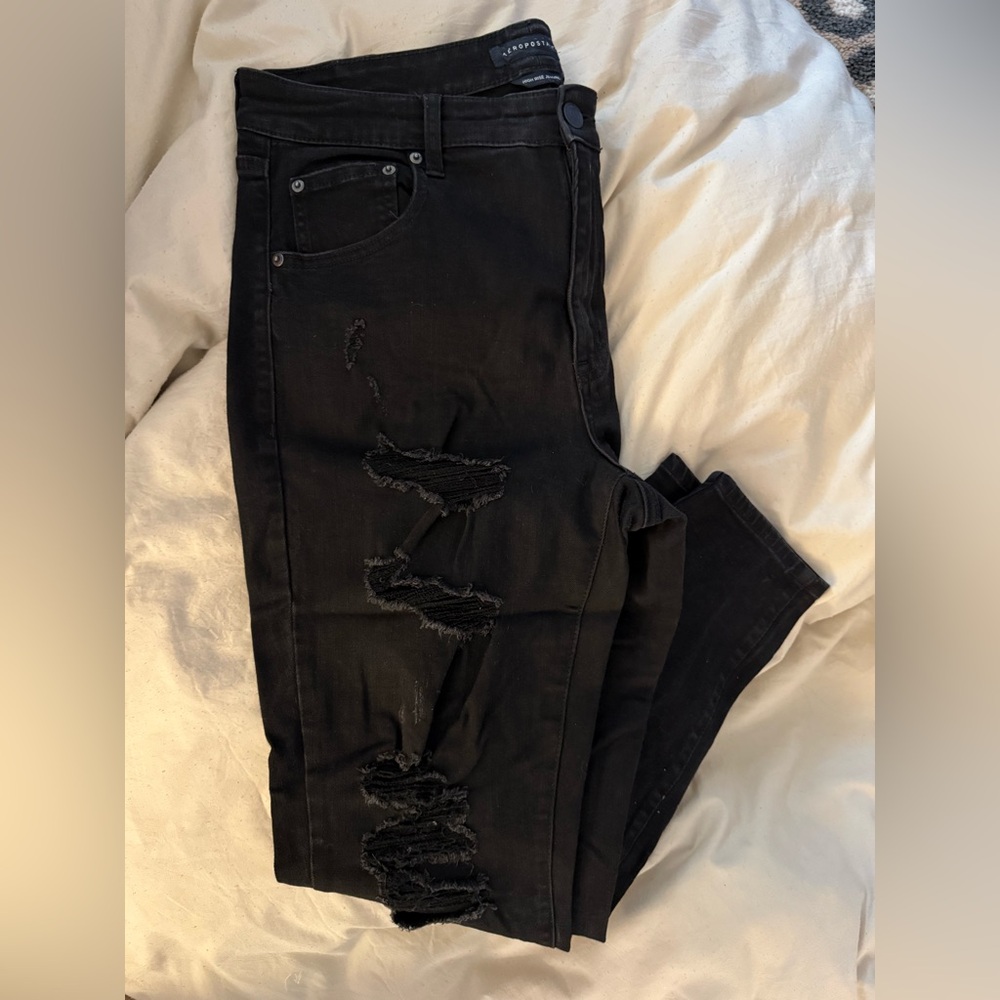 Aeropostale Black Distressed Skinny Jeans